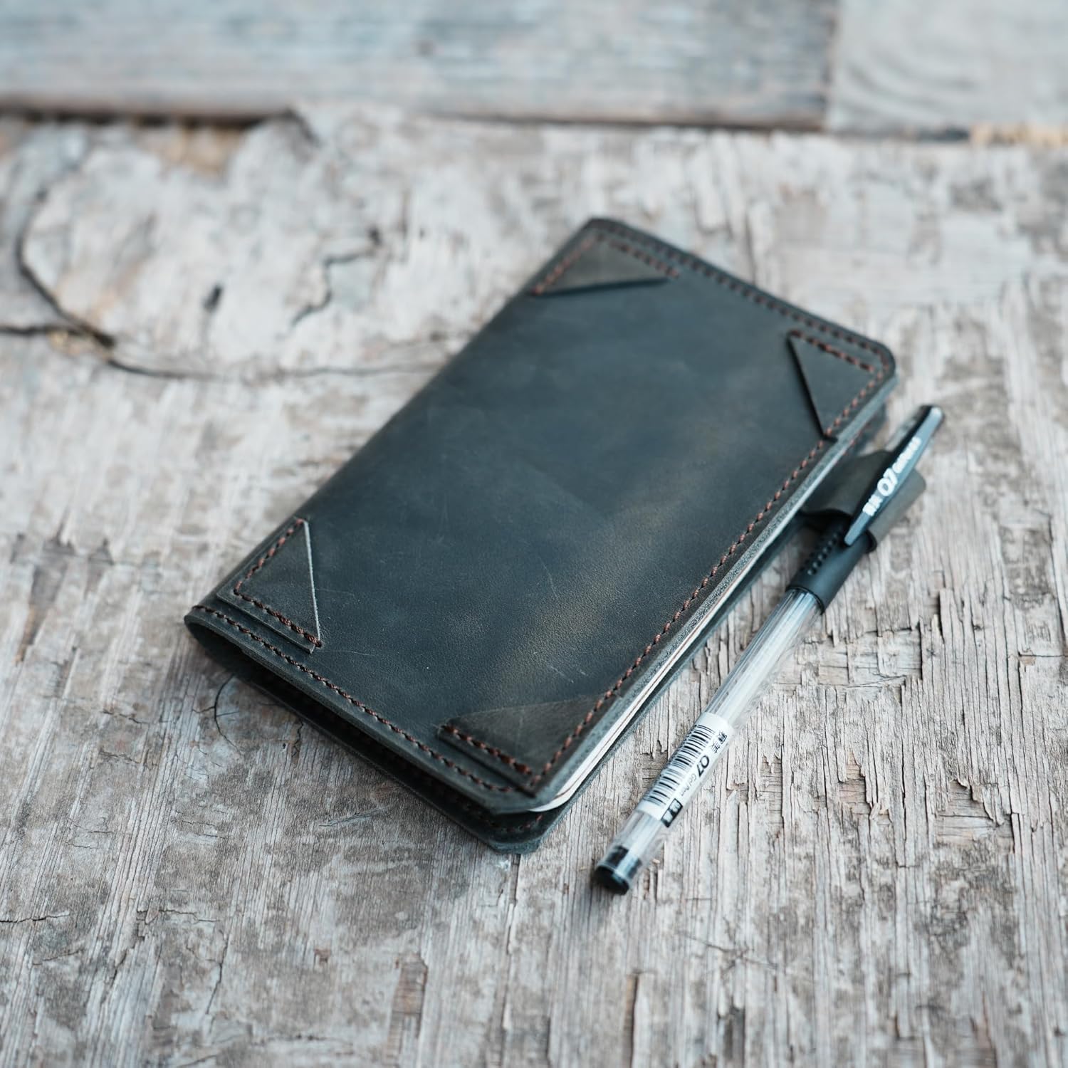 JJNUSA Personalized Distressed Genuine Leather Notebook Notepad Cover for Field Notes with travel Index Cards 3" x 5" cover fieldnotes Cover gray