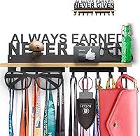 ibobbish Premium Metal Trophy Medal Display Shelf with Hooks - Sturdy Wall Mount Holds 33lbs for Sports Awards