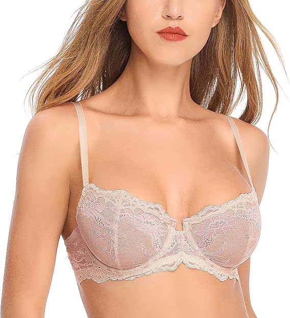 Wingslove Women's Lace Bra Beauty Sheer Sexy Bra Non Padded Underwired Unlined Bra