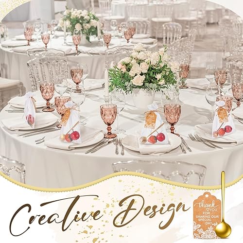 Miniatura 6 de Gueevin Juego de 100 cucharas de té de boda de 4.7 pulgadas para invitados, mini cucharadita de postre de acero inoxidable con 100 etiquetas de