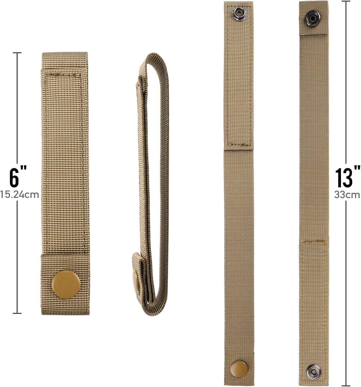 WYNEX Molle Strap 6 inch, Tactical Molle Strap Molle Webbing Straps Attachment Snap Strap Nylon Thumb Snap Straps 4 Packs