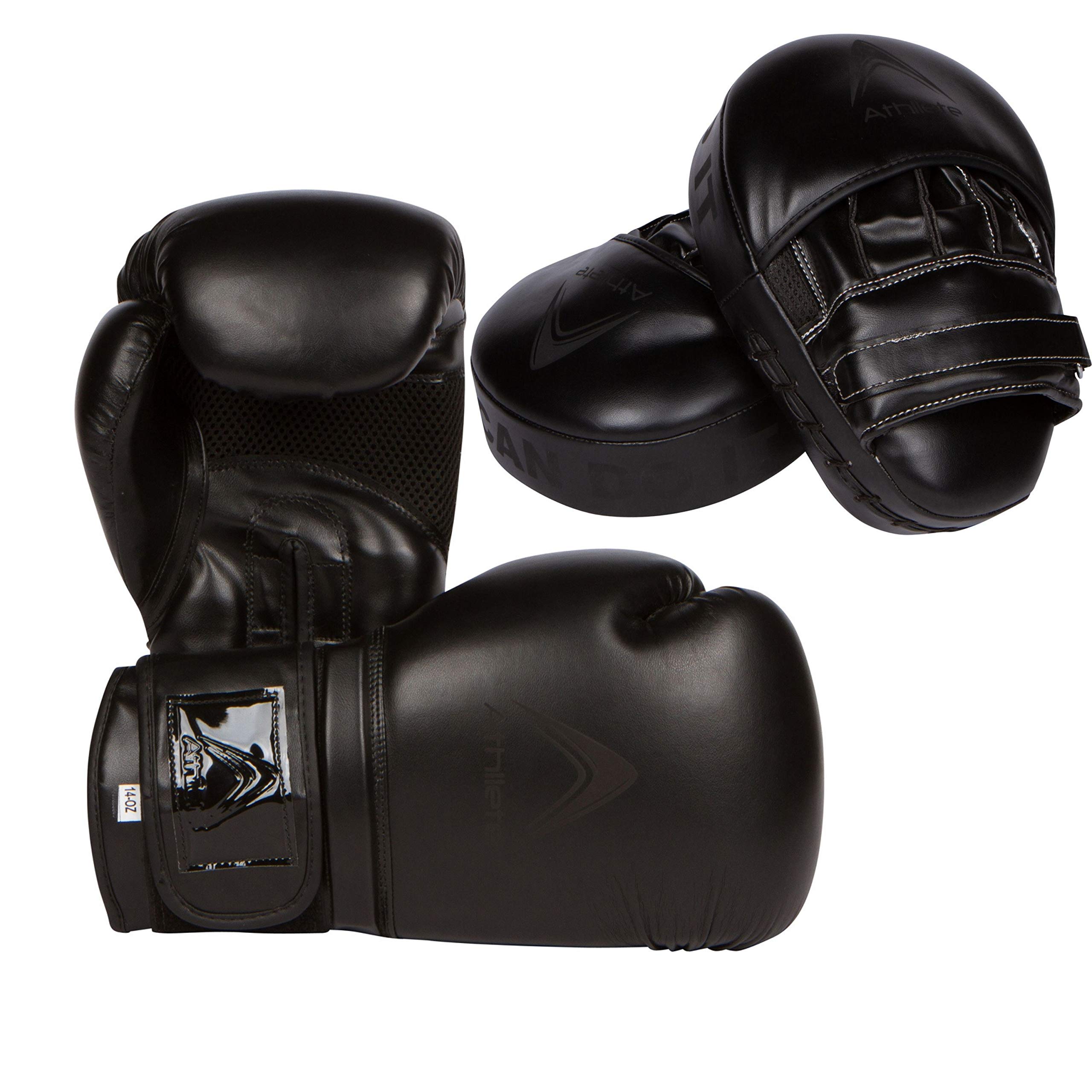 AthlleteBoxing Training Set, Boxing Gloves (8 oz) and Punching Mitts Set. Suitable for Boxing Kickboxing Mixed Martial Arts Maui Thai MMA Heavy Bag Sparring Fighting Training