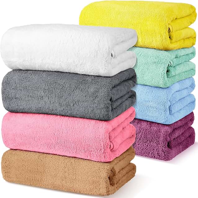 Peryiter 8 Pcs Bath Towel Set 28 x 55 Inches Microfiber Towels Quick Dry...