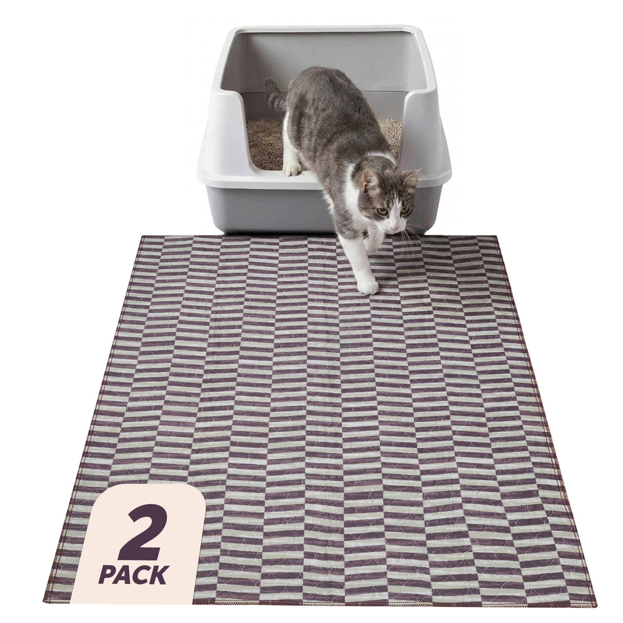 Lovewag Cat Litter Mat, Litter Box Mat, Mahogany Weave, 36x48, 2 Pack