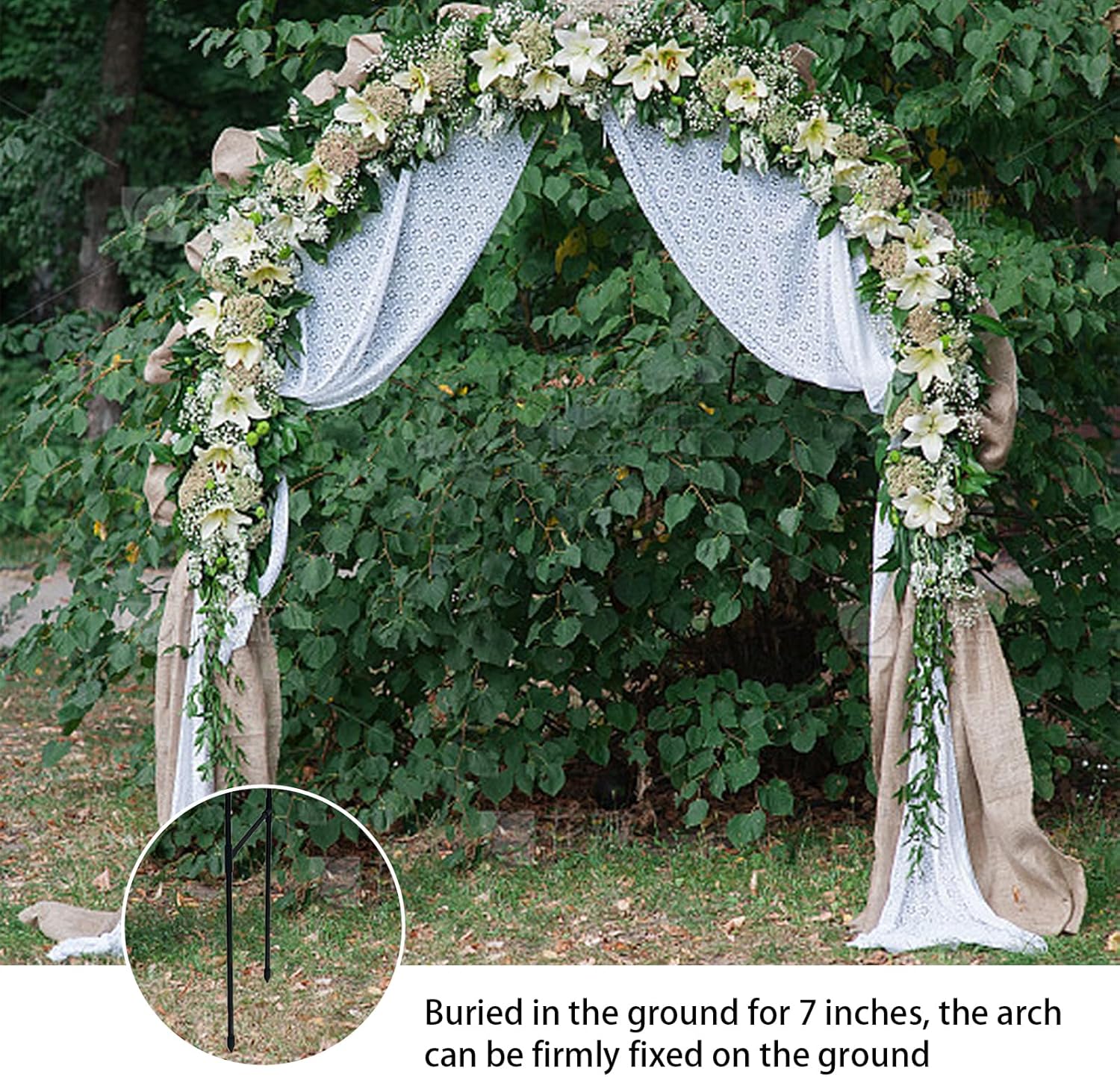 Metal Garden Arch - Metal Wedding Arch Backdrop Stand, Garden Arbor: 47.2(W)×94.5(H) inch, Garden Arbor for Climbing Plant Outdoor, Wedding, Party, Backyard, Lawn