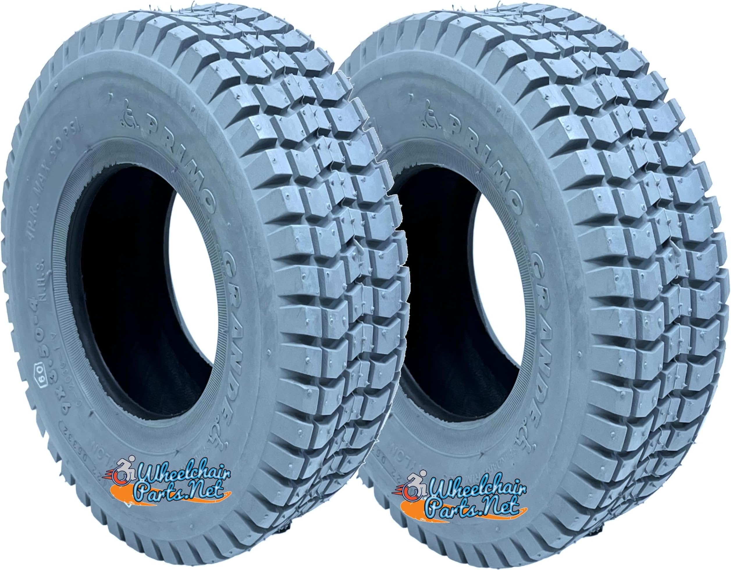 Pair of (2) 9" X 3.50" Pneumatic (Air Filled) Tires Wheelchair Hoveround mpv 4 5, for use with inner tubes