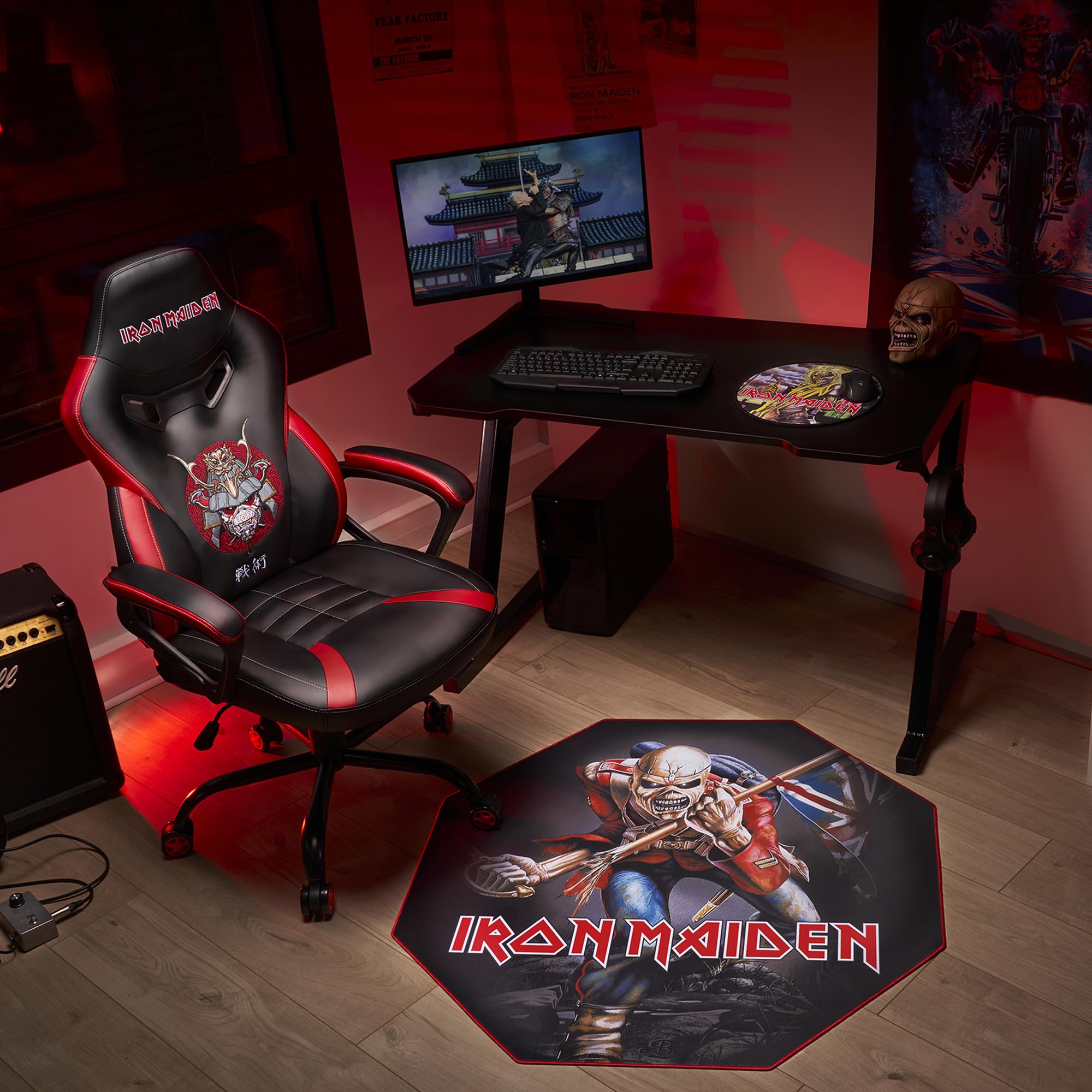 Subsonic - Chaise Gaming Iron Maiden pour Enfant et Ado - Fauteuil de Bureau Ergonomique avec Mousse Haute Densité, Mécanisme à Bascule et Accoudoirs Confortables - Hauteur Réglable - Noir