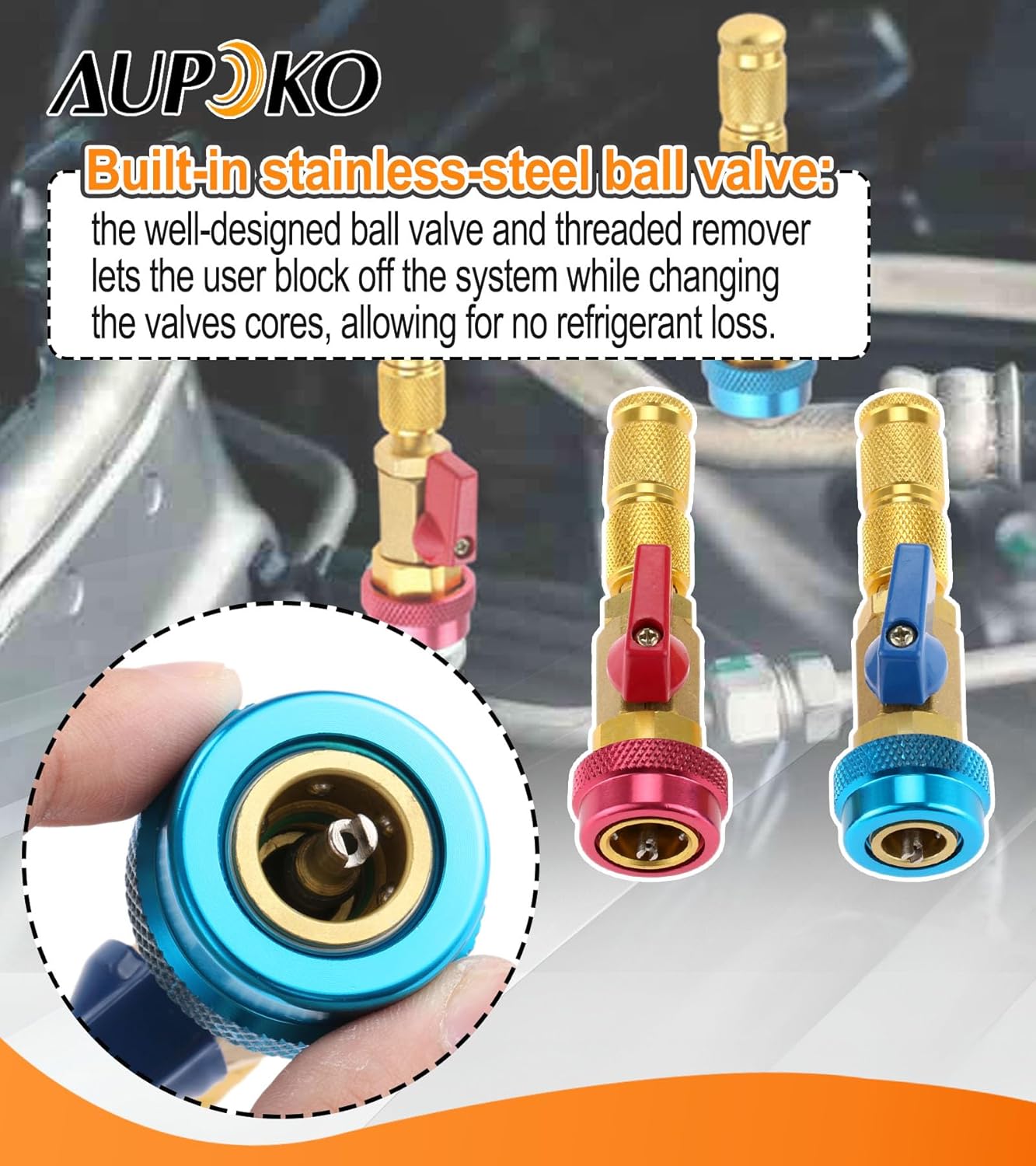 R134A R12 Valve Core Quick Remover Installer, Air Conditioning Adjustable High Pressure (Red) and Low Pressure (Blue) Valve Core Tool, 2 Pack