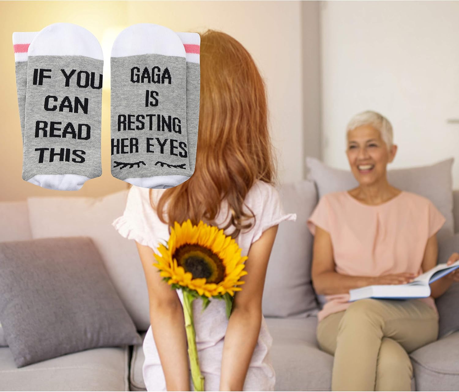 2PAIRS Gaga Gift If You Can Read This Gaga Is Resting Her Eyes Socks Grandma Birthday Gift Mother's Day Gift (Gaga resting eyes)