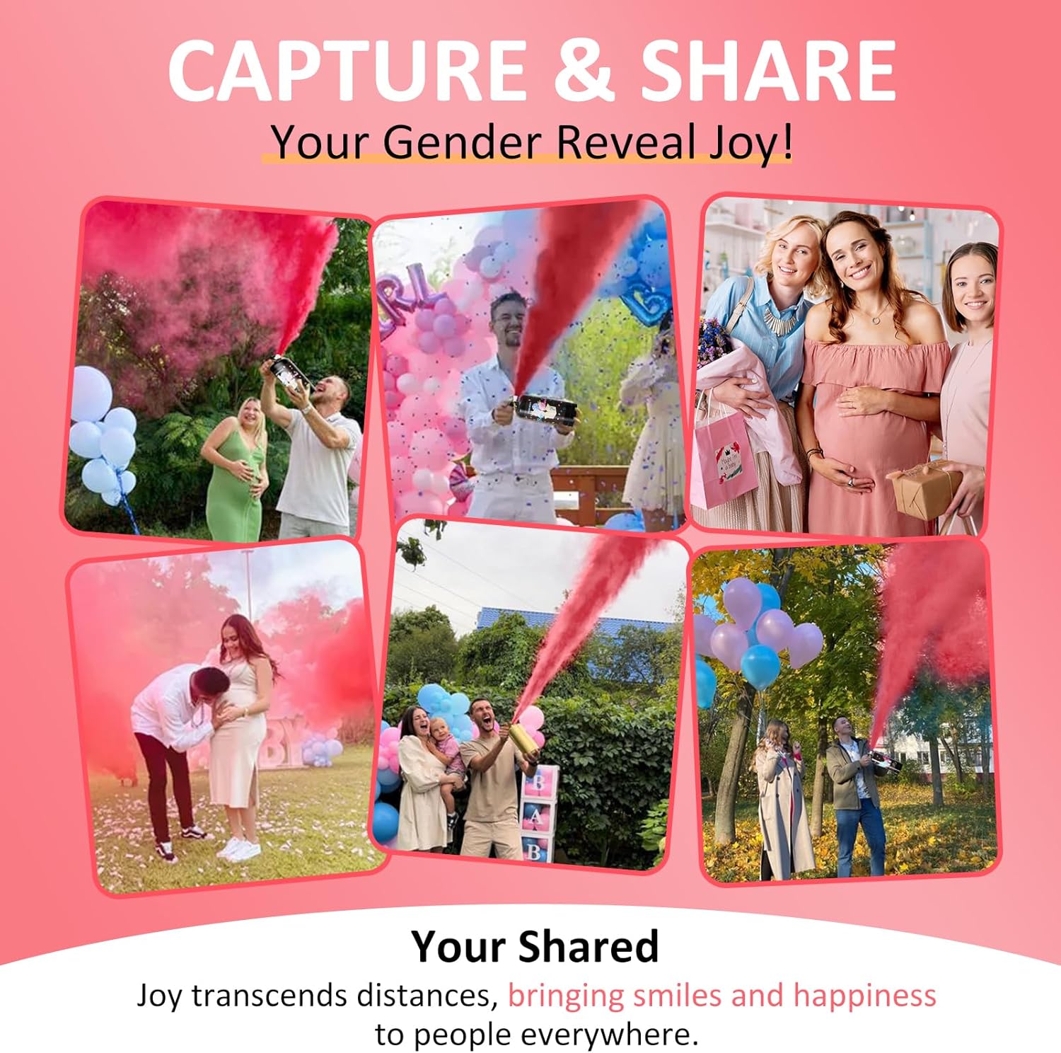 Giant Gender Reveal Fire Extinguisher-2 Packs | Smork Powder Blaster for Gender Reveal Party Ideas | Pink Fire Extinguisher Gender Reveal Suitable Girl Baby | Blasts 20+ Feet