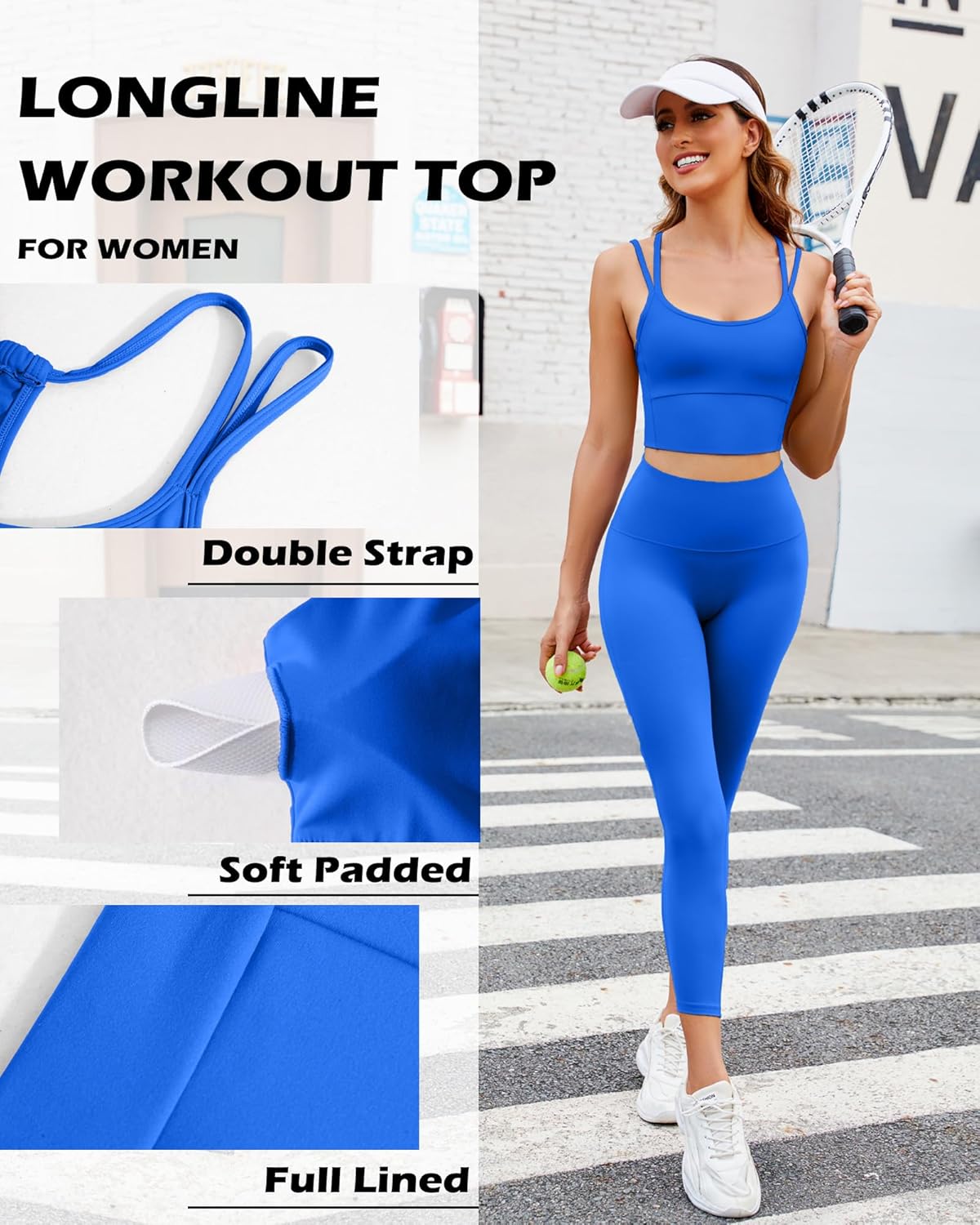 XUNYU Sports Bras for Women High Support Workout Tops Built in Bra Athletic Tank Top Padded Longline Yoga Bra High Impact - Image 4