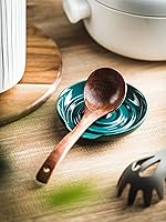 Vista 6 de Soporte para cucharas, cuchara de porcelana con bandeja de goteo, para múltiples utensilios, resistente al calor, soporte de cuchara de cerámica
