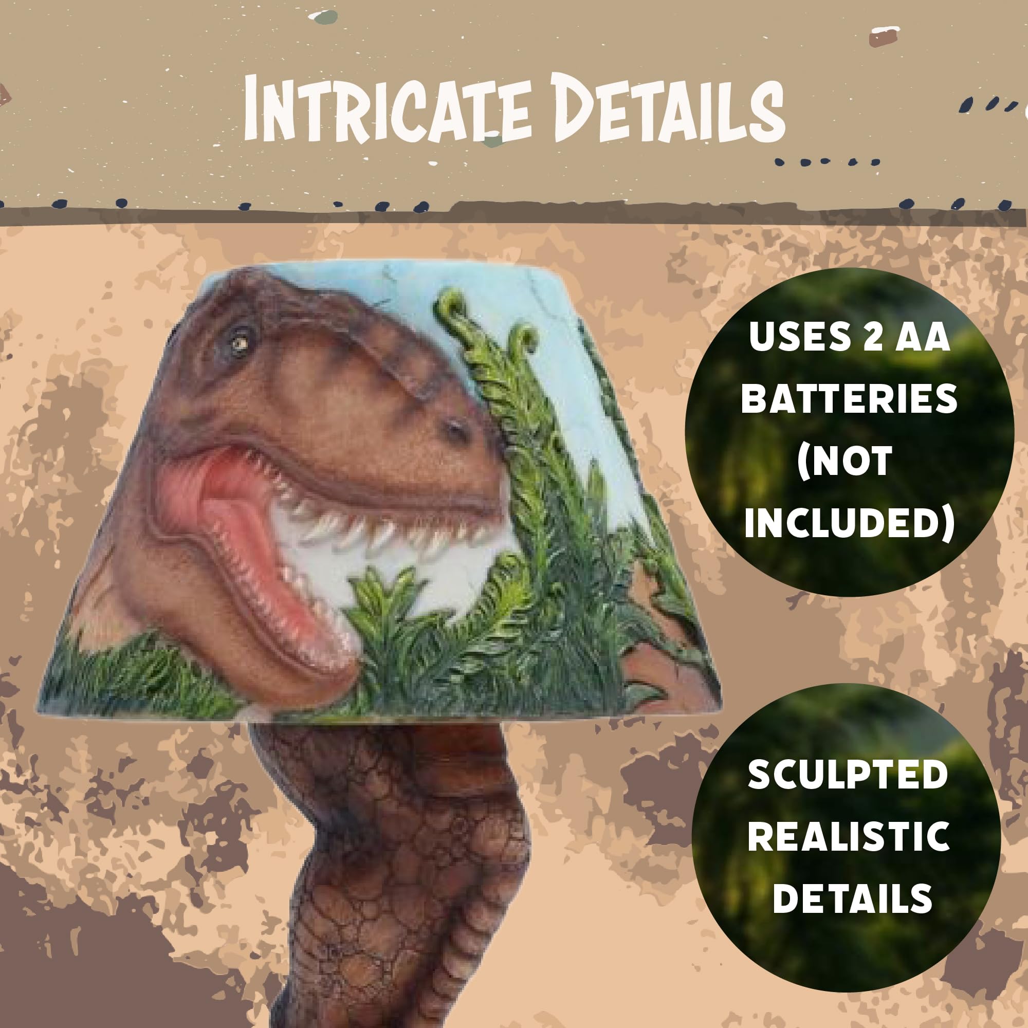 Nemesis Now Tyrannosaurus Rex Lamp - Lámpara de escritorio pintada a mano, diseño de dinosaurio prehistórico, funciona con pilas, 23 cm