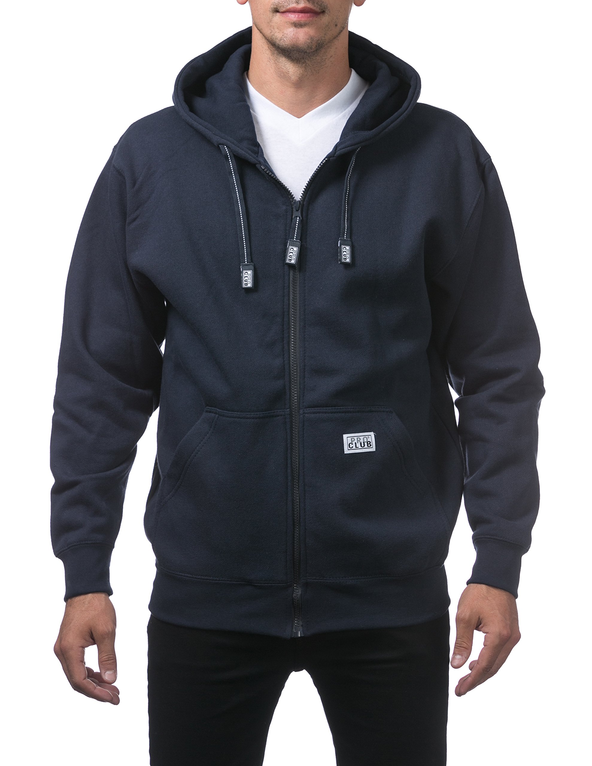 Pro Club Men's Heavyweight Full Zip Fleece Hoodie, Navy, Small