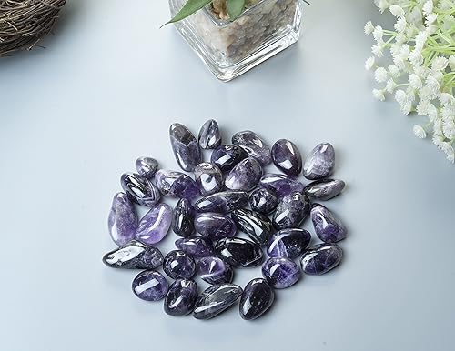 Miniatura 8 de ZAICUS Piedras pulidas de amatista de 1 libra y cristales de forma irregular a granel para relleno de jarrón, piedras de la suerte, fabricación de
