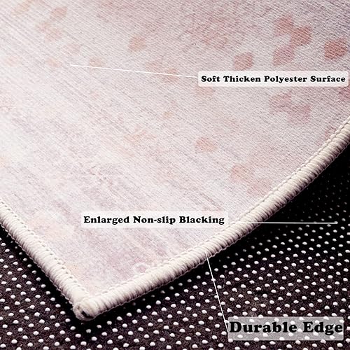 Miniatura 2 de Handytoolinc Alfombra bohemia de 5 x 7 pies, antideslizante, lavable, suave, vintage, para dormitorio, puerta, duradera, lavable a máquina, alfombra