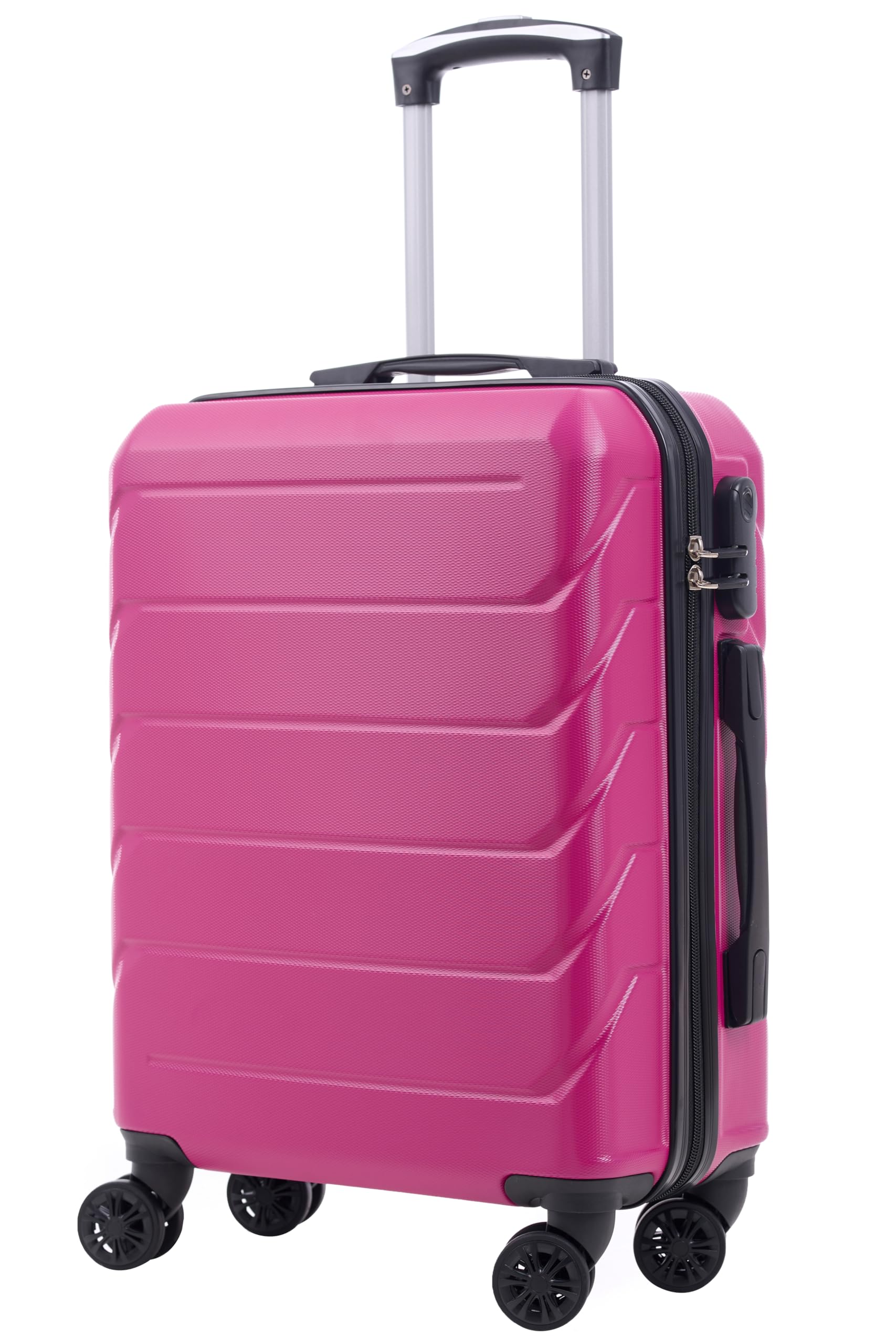 R.Leone Valigia da 1 Fino a Set 3 Bagaglio a mano 55x40x20 Ryanair, Medio, Grande Ultra Resistente Trolley rigido leggero 8 ruote in ABS 2220 (Fucsia, S Bagaglio a mano)