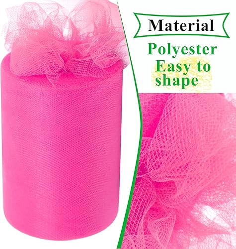 Miniatura 39 de Rollos de tela de tul rojo de 6 pulgadas por 100 yardas (300 pies), carrete de tela, cinta de tul para envoltura de regalos de Navidad, lazo de tutú