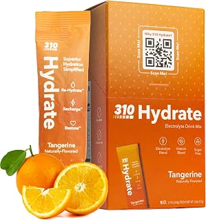 310 Nutrition Sugar Free Electrolytes Powder - Instant Hydration Packets Chris Eubank Jr. Edition - Caffeine-Free Rehydration Drink Mix, Low Calorie & Keto Friendly - Tangerine 15 Singles