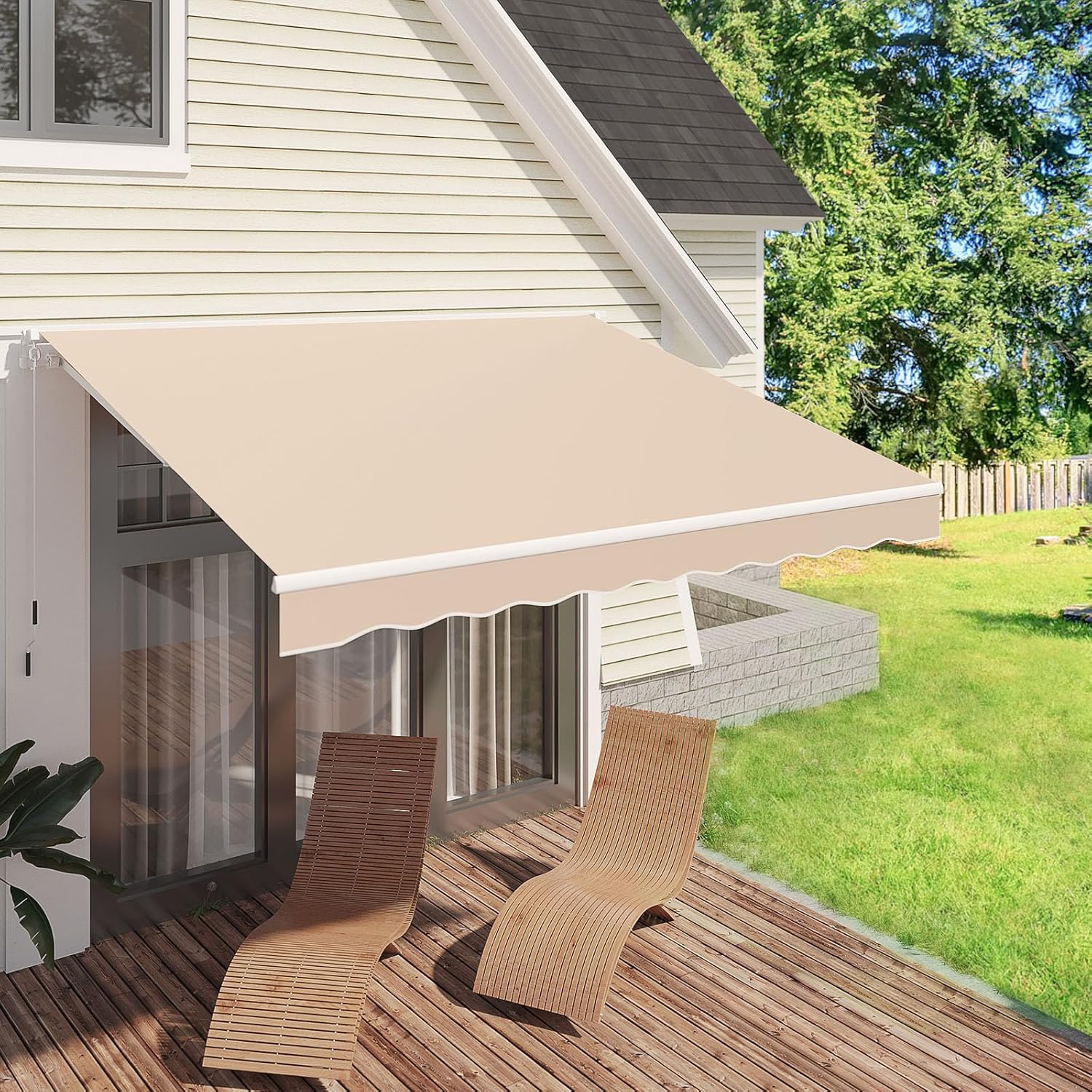UMAX Retractable Awning, 10'x8' Manual Awnings for Patio