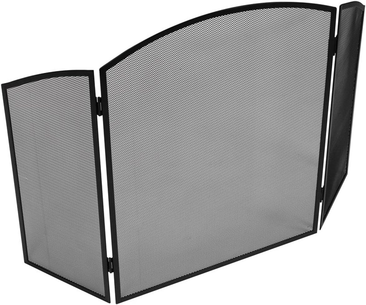 Black Fire Guard Screen Mesh Fire Guard 94X61 CM Metal Fireguard