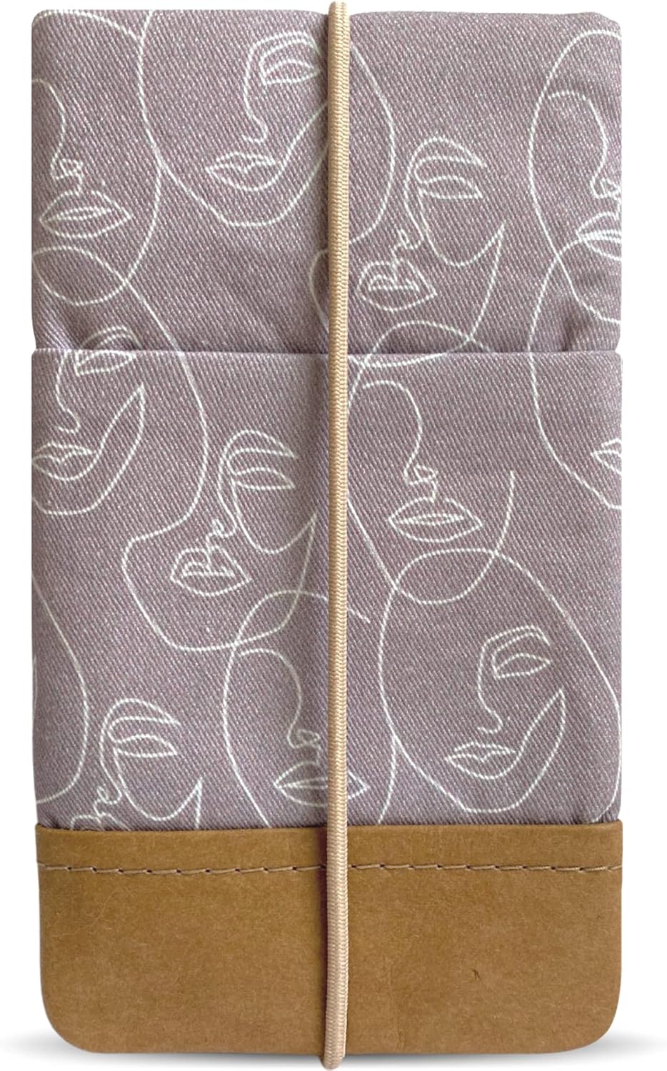 Moin Padded Cotton Phone Sleeve with Rubber Closure - Handmade Case Compatible with iPhone 13/14/15 Pro Max, iPhone 13/14/15 Pro, iPhone 13/14, Galaxy S22 Ultra (Faces)