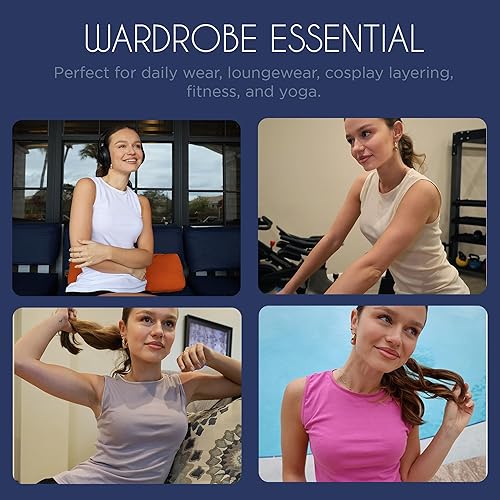 Vista 7 de Camiseta sin mangas para mujer - Algodón - Cuello alto, diseño de hombro completo