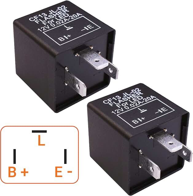MQparts CF-13 3-Pin LED Flasher Relay, 2-Pack
