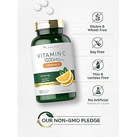 Carlyle Vitamin C Chewables | 1000mg | 180 Tablets | Vegetarian, Non-GMO, Gluten Free Supplement