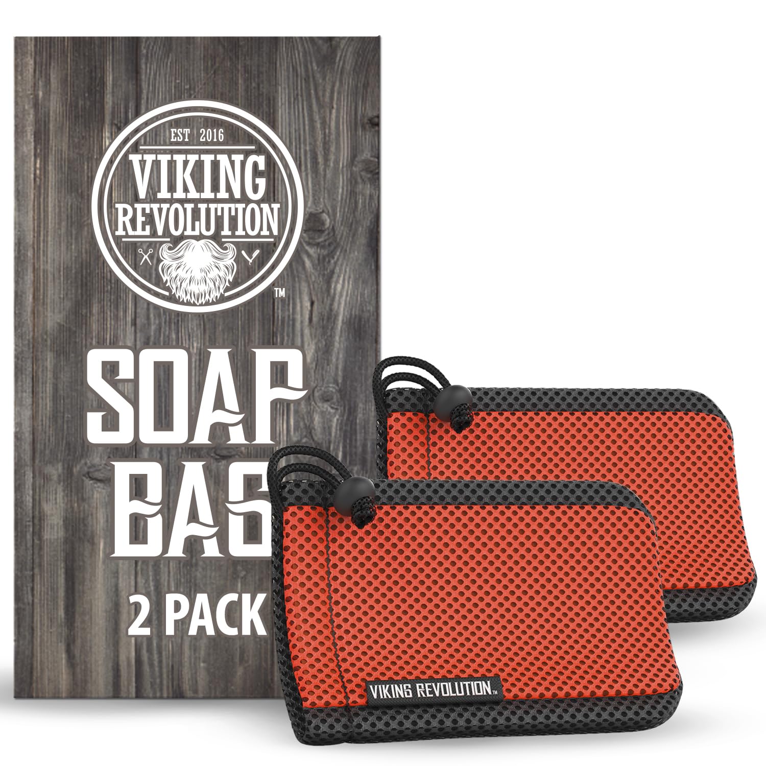 Viking Revolution Soap Pocket for Men – Dual-Sided Exfoliating Soap Saver Pouch – Creates Rich Lather, Extends Soap Life & Deep Cleans Skin – Reusable Natural Soap Bag, Red, 2 Pack, Pocket-image-7