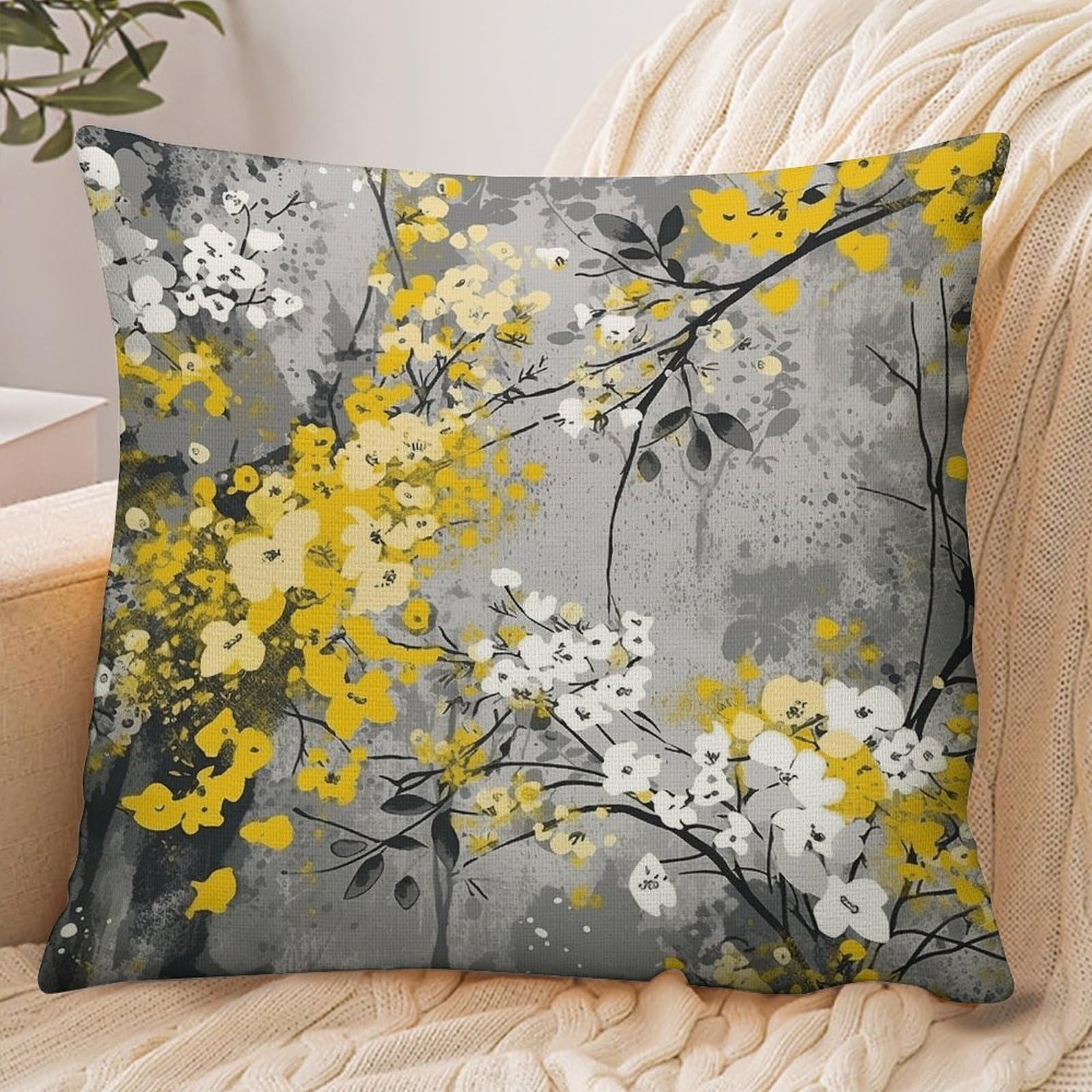 Fekiloot Style Gray Abstract Flower Pillowcase Pillow Sham Pillow Case