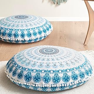 Codi Meditation Floor Pillow Set of 2, Round Large Pillows Seating for A...