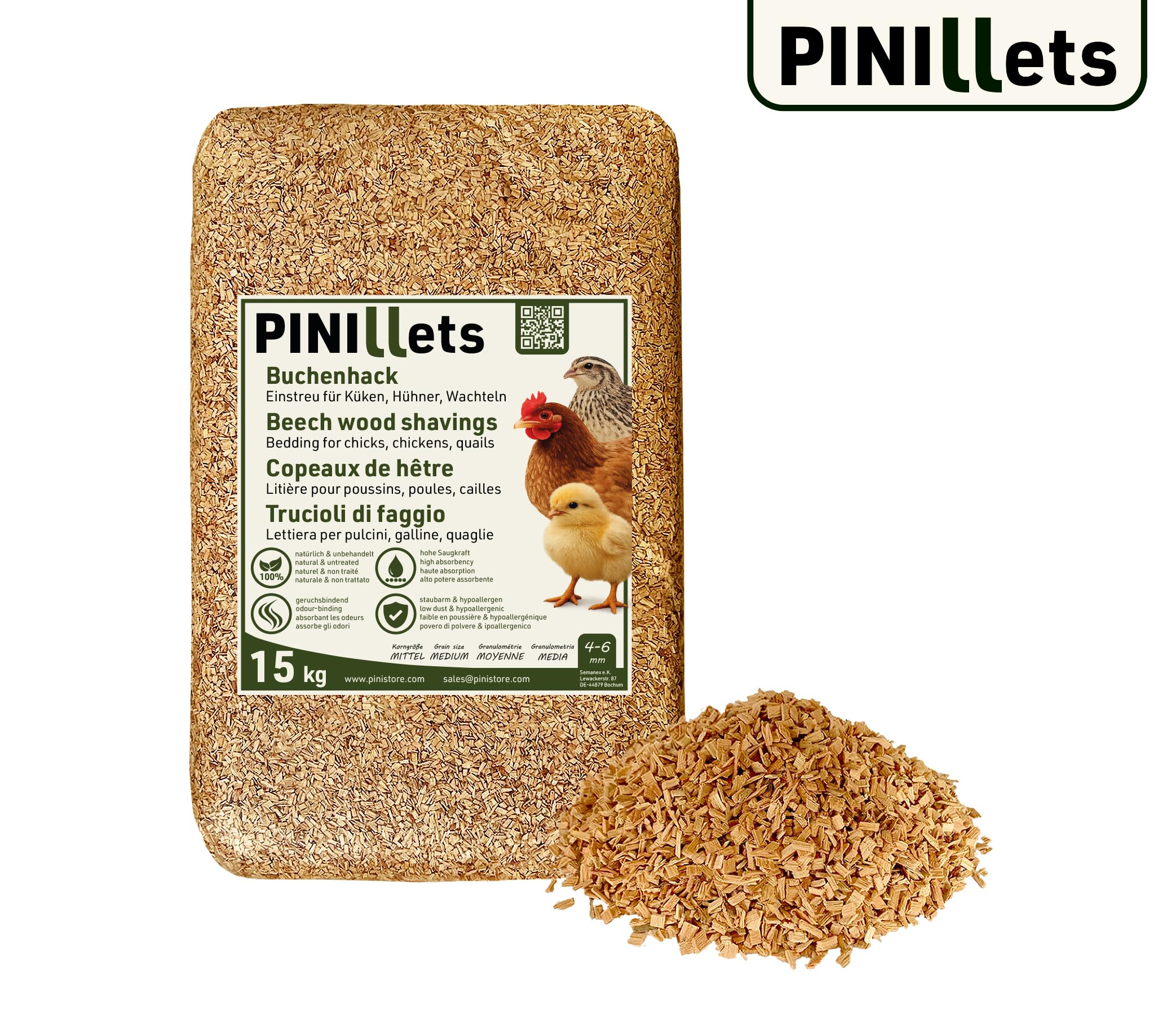 PINI Buchenhack 630 kg staubfreie hygienische Einstreu mittel
