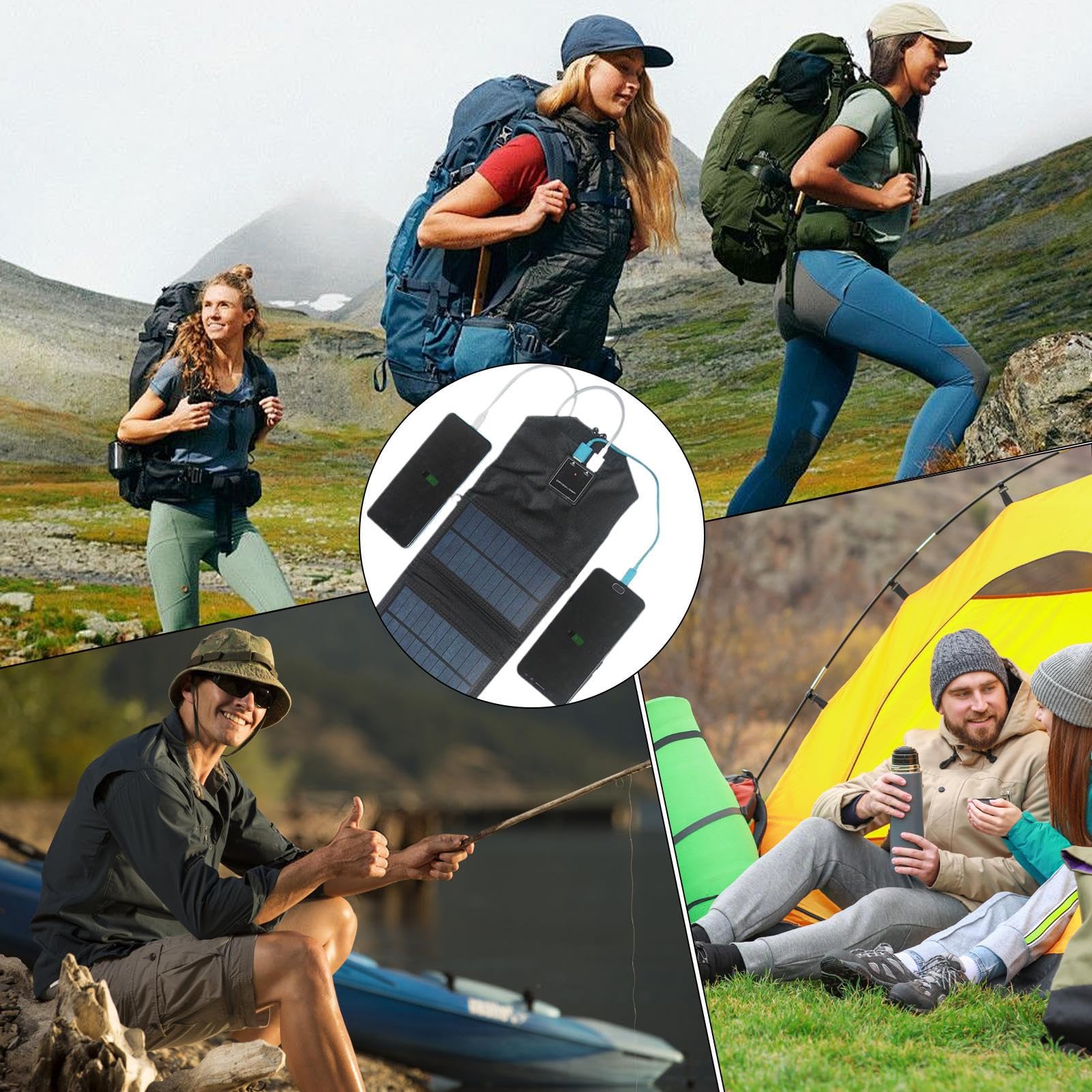 Chargeur Solaire Portable – Pliable 120 W étanche, Panneau USB, Type C Haut rendement, générateur d'énergie | Solution énergétique écologique pour Batterie de téléphone Camping randonnée pêche Voyage