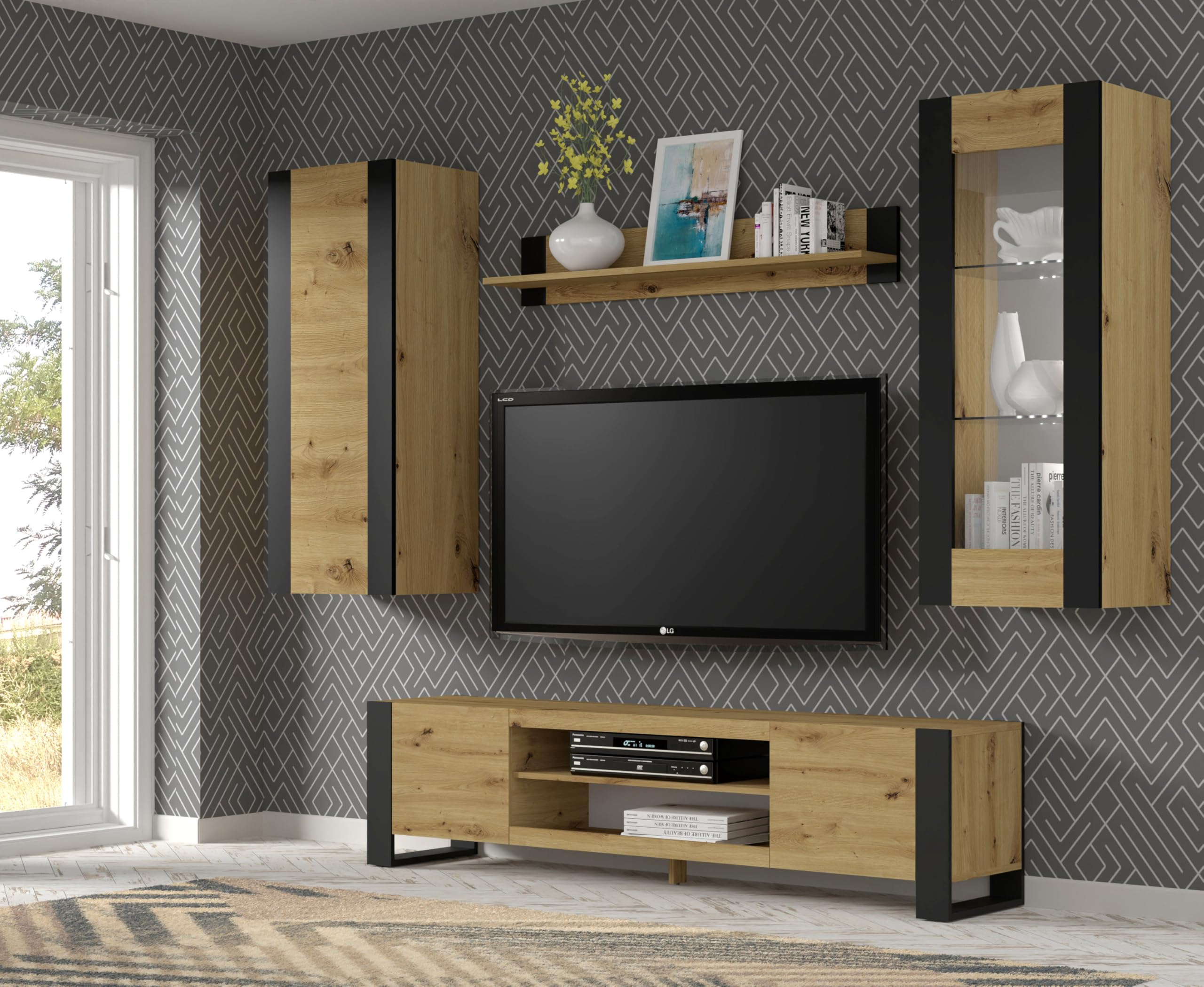 BIM Furniture MONDI - Armadio da parete, 125 cm, in rovere Artisan