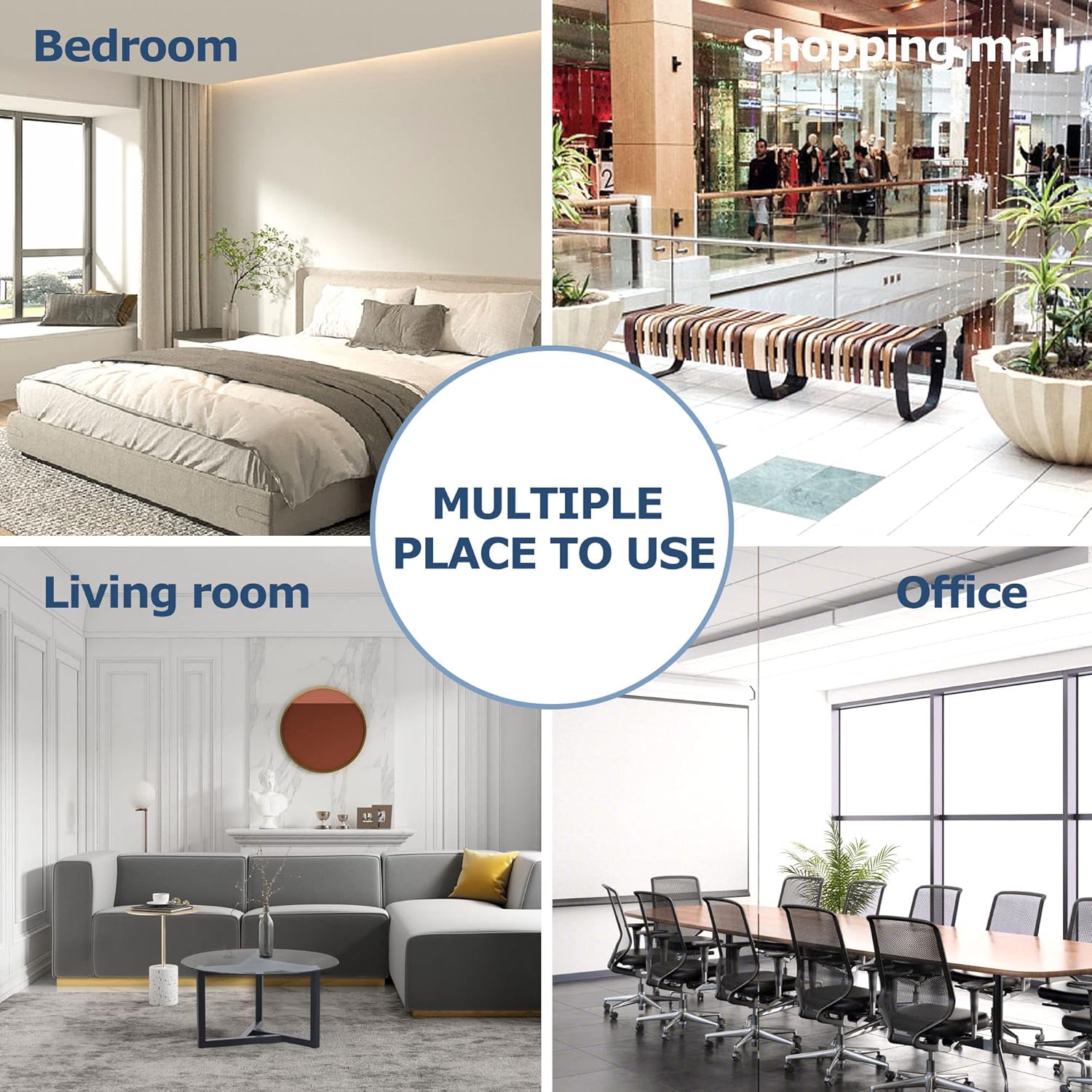 Round Glass Coffee Table Modern Cocktail Table Easy Assembly with Tempered Glass Top & Sturdy Wood Base (Black)