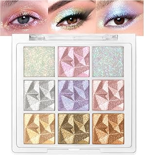 9 Colors Glitter Eyeshadow Palette, Sparkling Face Eye Shadow Palette Ma...