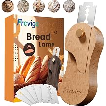 Bread Lame Dough Scoring Tool with Extractable & Magnetic, Wooden Sourdough Scoring Tool with 5 Retractable Razor Blades, Professional & Multi-Purpose Bread Knife Slashing Supplies for Baking