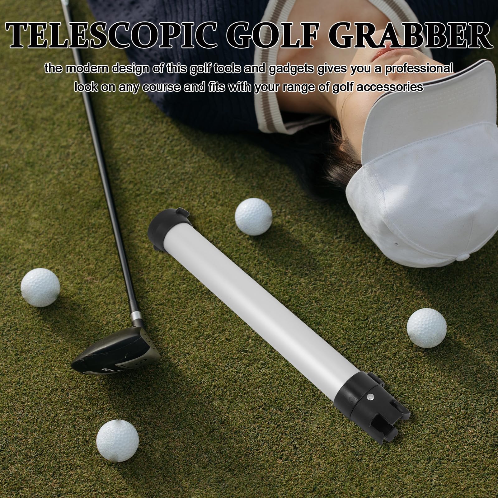 HANABASS Teleskopischer Golfball aufheber Kunststoff Leichtes Design für Einfache Ballaufnahme dem Golfplatz und Beim Training Praktisches Golfzubehör für Damen und Herren