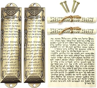 Zivosely 2 Pack Mezuzah with Scroll for Door - Jewish Mezuzah for Door Metal Cases with English and Hebrew Blessing for House Warming Hanukkah Gift (Antique Golds)