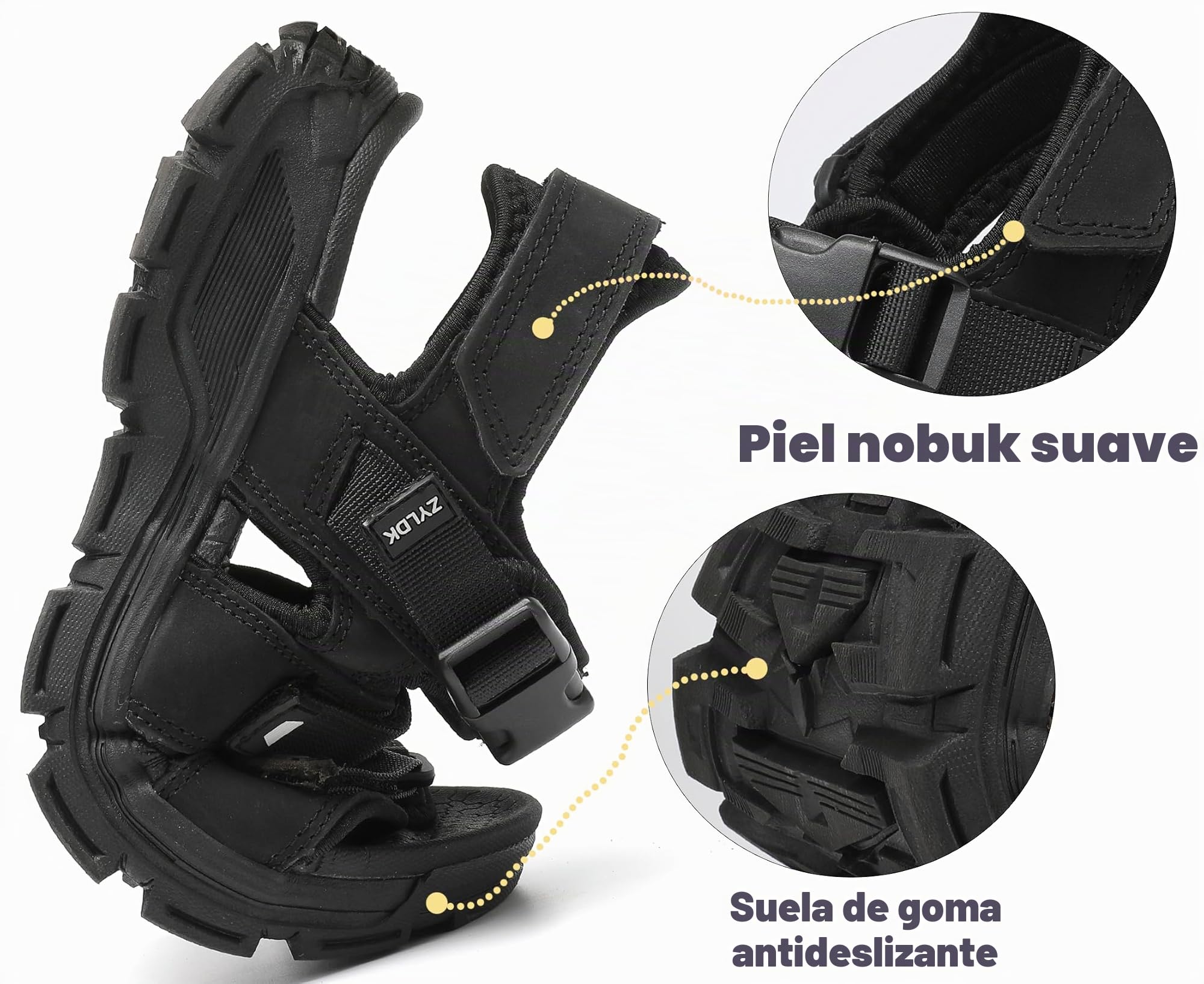 Sandalias Trekking Hombres Deportivas Verano Exterior Senderismo Zapatos con Punta Abierta Cuero Sandalias de Playa