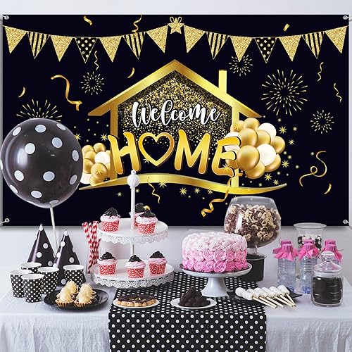 Miniatura 4 de Tatuo Telón de fondo de bienvenida a casa, suministros de decoración de fiesta, pancarta de bienvenida de regreso a casa, fondo de fotografía para