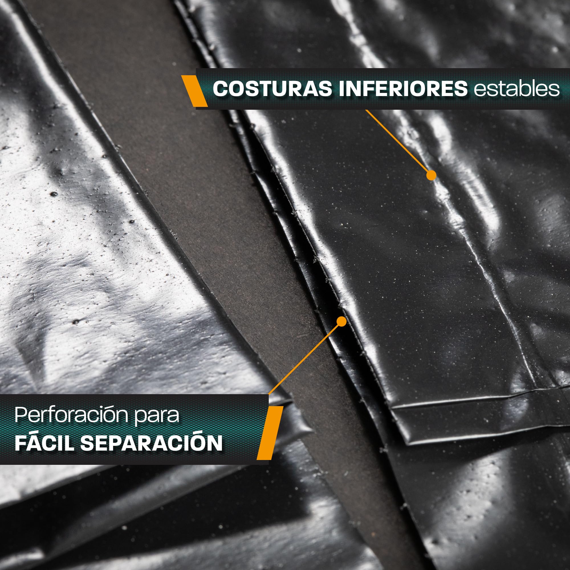 Hinrichs Bolsas de Basura Extrafuertes 240L – Rollo 15 uds – 100x125 cm – Saos para residuos muy resistentes – Plástico reciclado LDPE – Bolsas negras para desechos