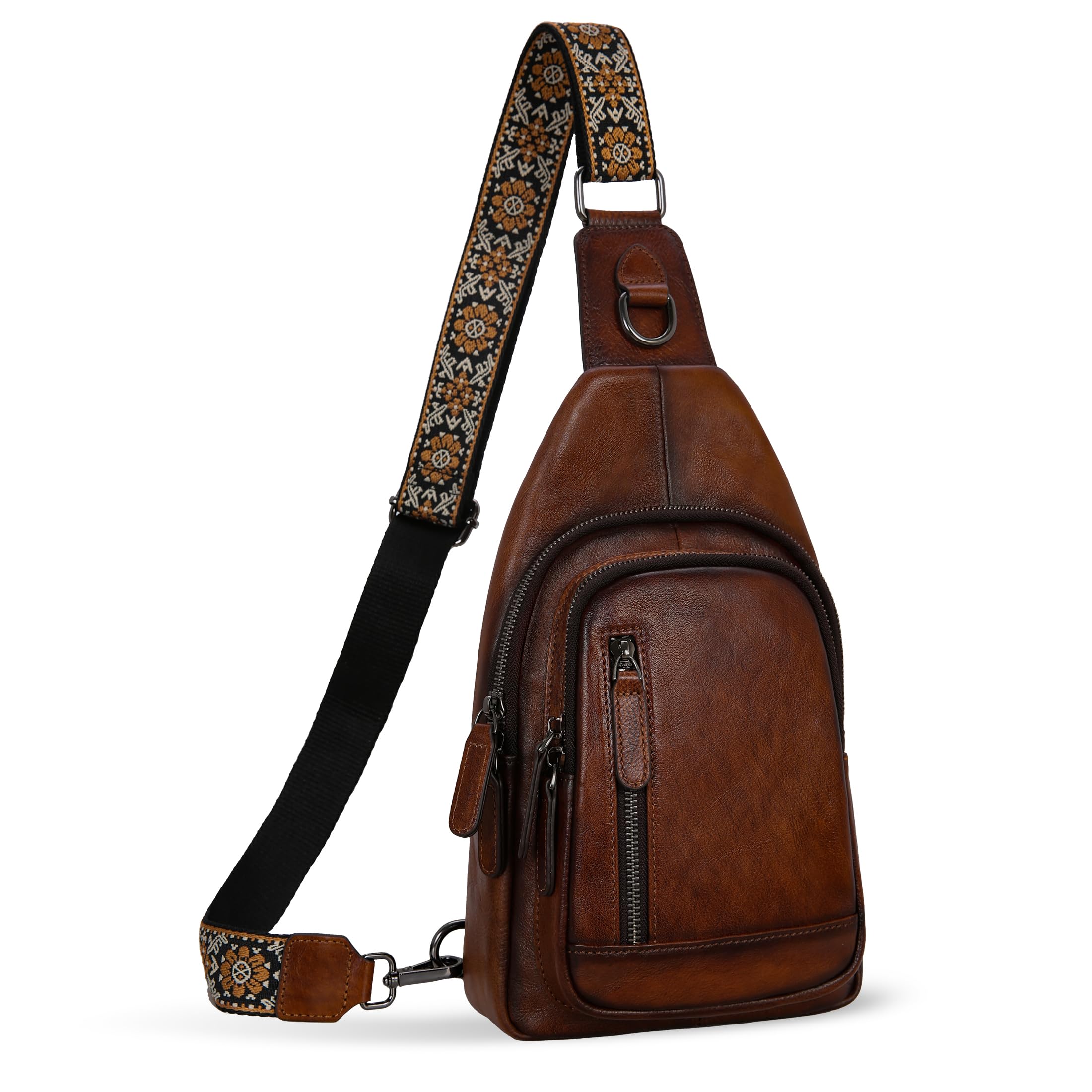 HESHE Leather Sling Bag for Women Crossbody Bag