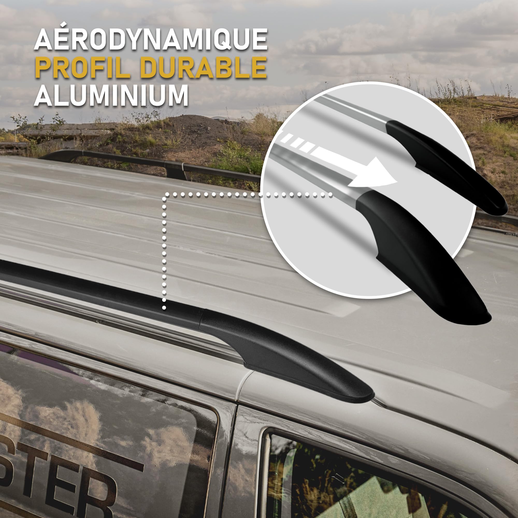 CHROMEMASTER | Compatibles avec Renault Trafic 3 Short L1 2014+ | Les Barres de Toit | Conçus pour Le Montage de Barres de Toit, de Coffres de Toit ou de Porte-vélos | Structure en Aluminium Durable
