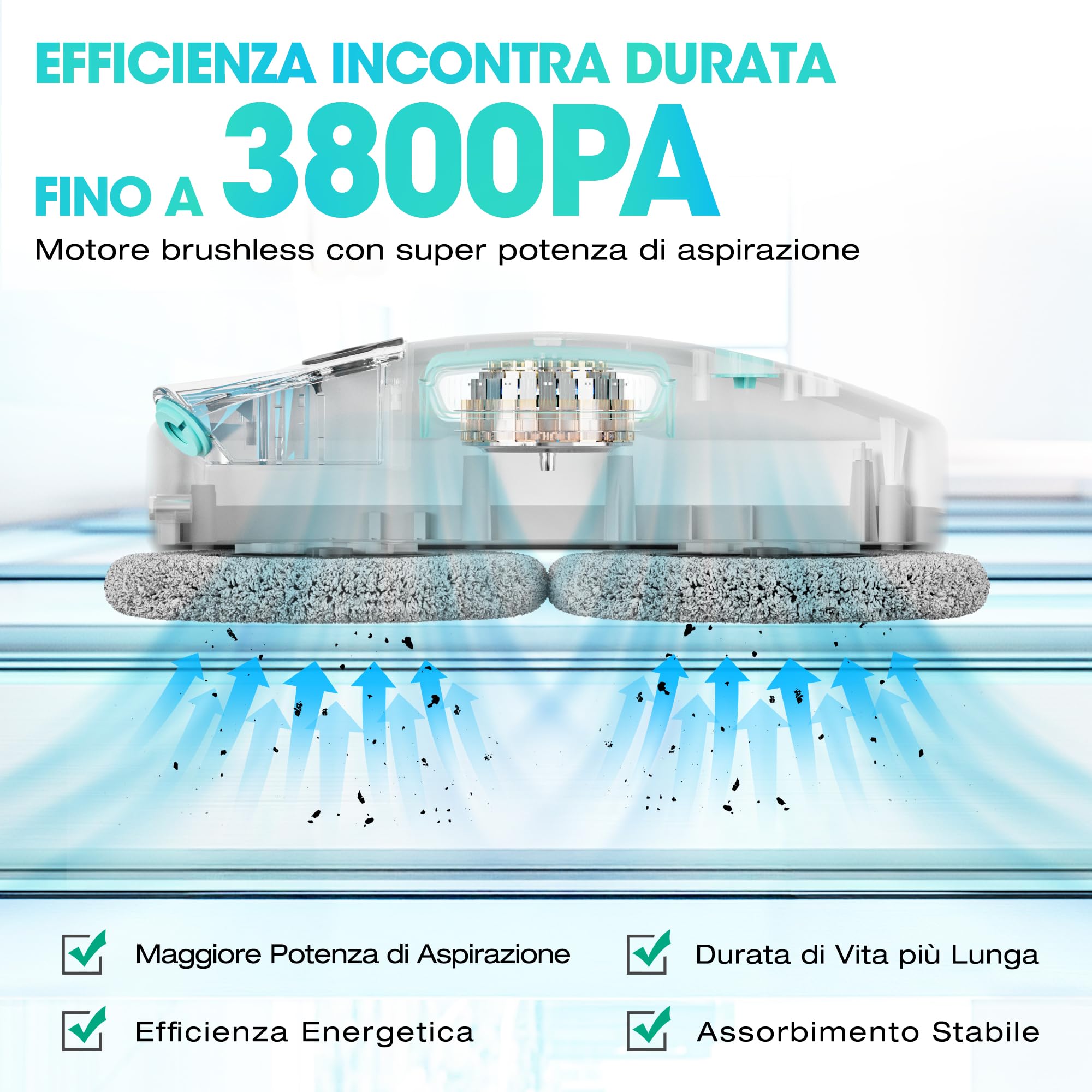 HAUSHOF Robot lavavetri 3800Pa telecomandato, Robot per pulire finestre spruzzo d'acqua automatico, pianificazione del percorso AI e rilevamento dei bordi di grattacieli, porte di vetro