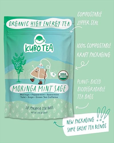 Kubo Tea, Mezcla orgánica de alta energía, alta cafeína, 20 porciones ...