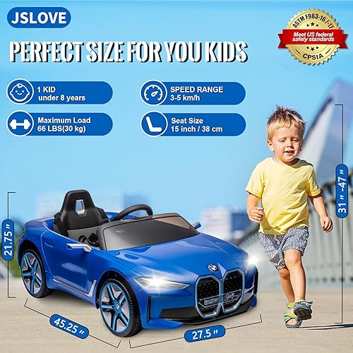 Miniatura 2 de JSLOVE - Coche eléctrico para niños, auto de paseo con control remoto, auto de juguete alimentado por batería de 12 V para niños en edad preescolar
