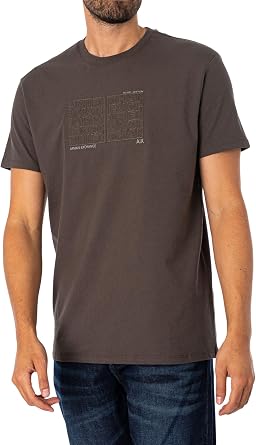 Armani Exchange Mens Central Rectangle with Embroidered Inside Regular Fit Cotton Jersey Tee