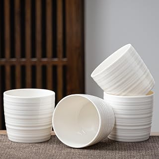 TEANAGOO Taza de Té de Porcelana Japonesa, 7.1Oz / 210 ml, Blanco Puro, H21, 4 Piezas/Caja, Tazas Coreanas, Tazas de Té Chinas, Tazas de Té Japonesas, Tazas de Té Asiáticas sin Asas, Taza Cerámica
